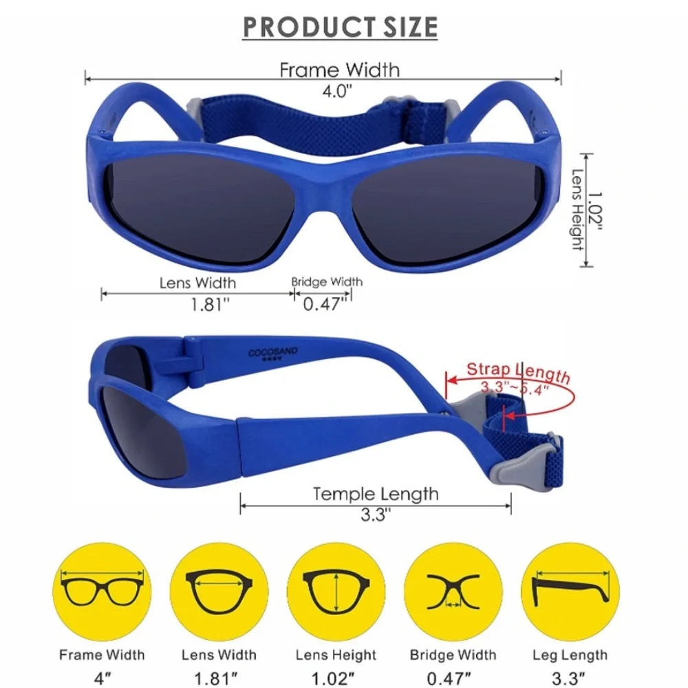 Infant Sunglasses Adjustable Straps 0-12M